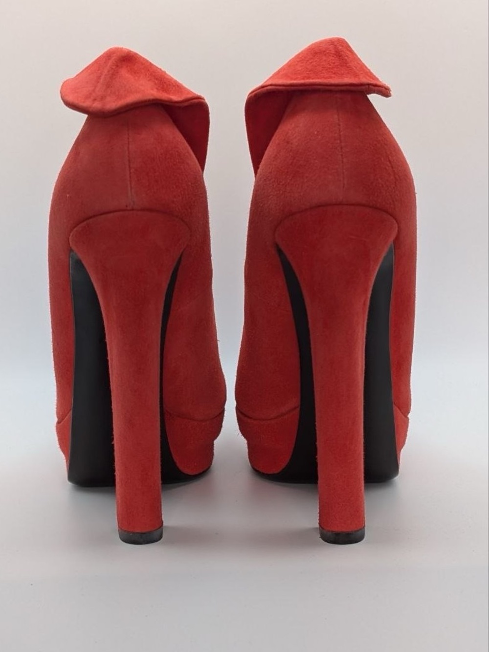 NWT Bottega Veneta Red Suede Platform High Heel Pumps Size 40 US 10 New in Box - Picture 9 of 16